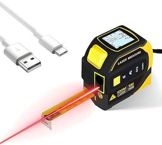 4-in-1 Laser Tape Measure, 328ft Digital Meter, Cross-Line Laser, Rechargeable, 3000 Uses/Charge, for DIY & Construction