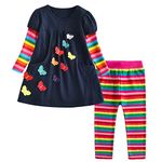 DXTON Little Girls Outfit Set Casual Long Sleeve T-Shirt Tops and Leggings Pants 2Pcs Clothes Sets For 3-12 Years FIT5805-4T