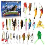 Fishing Advent Calendar 2024-24 Days of Christmas Countdown Calendar with Fishing Lures Set for Fisher Adult Men Teen Boys for Dad Men Stocking Stuffers