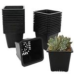 Plastic Square Nursery Pots 30 Pcs 4 Inch Small Square Plant Pot Durable Balck Starter Container for Starting Seedlings or Garden Plant