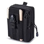 Zeato Tactical Molle Pouch EDC Utility Gadget Belt Waist Bag Pocket Organizer with Cell Phone Holster Holder for iPhone Xs Max/XR/Xs/X 8/8 Plus Samsung Galaxy S10 S9 S8 Pixel LG HTC and More (Black)