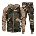 MANLUODANNI Mens Sweatsuits 2 Piece Hoodie Tracksuit Casual Comfy Camo Suits for Men, Tz57khaki, Large