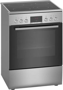 Bosch HKR39C250 Série 4 Cuisinière électrique 60 cm de large, EcoClean Direct, 3D air chaud cuisson à 3 niveaux, contrôle de l'écran LED, zone de cuisson extensible pour grande batterie de cuisine