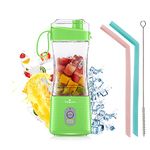 Vaeqozva Mini Blender Smoothie Maker Portable Blender for Smoothies,380ml Personal Small Blender USB Rechargeable,Mini Juicer Blender with 6 Blades,4000 mAh battery,Green Travel Blender for Camping