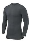 PowerLayer Compression Shirt for Men, Thermal Long Sleeve Tops Men Base Layers Men Running Cycling Gym Top Shirt - Crew Neck - Darkest Spruce, M