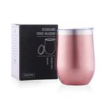 Sivaphe Insulated Travel Coffee Mug with Lid Stinaless Steel Stemless Wine Glasses Cup 12 fl.oz Tumbler Anniversary Thank You Gift Ideas for Women Mom Sister Gigi Rose-Gold