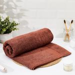 Amazon Brand - Solimo - Cotton Bath Towel | 500 GSM | Fade Resistant | Dark Rust