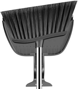 EZKEY Broom and Step-on Dustpan Set, 59-in Adjustable Long Handle Broom with Dustpan Combo Set Outdoor Angle Broom for Sweeping Indoor Dust Pet Hair for Cleaning Kitchen Garage Deck Patio, Black