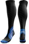 aZengear Compression Socks (20-30mmHg) Anti DVT Air Flying Knee-High Flight Travel Stockings, Swollen Legs, Varicose Veins, Running, Shin Splints Calf Pressure Support, Sports (Blue, S/M)