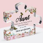 Velenti Aunt Gifts from Niece - Engraved Acrylic Block Puzzle Piece - Cute Auntie Present with Lovely Saying - Fancy Favorite Aunt Gift - Birthday, Christmas, Chic Decoration Piece