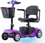 Mobility Scooter for Adults, Senior, Skmc 4 Wheels Electric Powered Chargeable Device for Travel, Lightweight and Portable, with LED Headlights and Basket, Charger Included, Red/Blue (Purple)