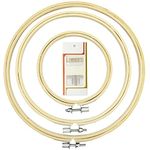 3Pcs 3 Sizes Round Bamboo Embroidery Hoop Circle Cross Stitch Hoop Ring for Craft Sewing,with Gold Eye Embroidery Needles,LAMXD Embroidery Hoop