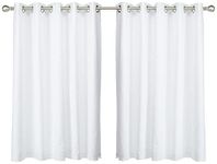 Fusion White W66 x L54 Eyelet Curtains-100 Bedroom/Living Room Door Curtain-Thermal Drapes/Window Treatment-Sorbonne Collection, Polyester, Cotton, 66" Width x 54" Drop (168 x 137cm)