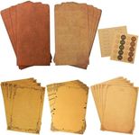 ADVcer Vintage Stationary Paper and Kraft Envelopes Set with Seal Stickers, 72pcs 3 Patterns 8.3x5.7" Writing Stationery Paper + 20pcs 2 Colors 7.9 x 4.7" Letter Envelope + 36pcs 2 Styles Rustic Seals