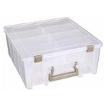 ArtBin 6990SO Super Satchel Double Deep with Removable Dividers, Large Portable Art & Craft Storage with Handle, Clear/Gold