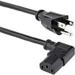 StarTech.com 10ft (3m) Computer Power Cord, 18AWG, NEMA 5-15P To Right Angle C13, 10A 125V, Replacement AC Power Cord, PC Power Supply Cable, Printer/Monitor Power Cord, UL Listed (PXT101L10)