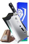DALSTRONG Obliterator Meat Cleaver - 9" - Gladiator Series Elite R - Wood Stand and Sheath Included - Razor Sharp Massive Heavy Duty - 3lbs - 6mm Thickness - 7CR17MOV Steel - G10 Handle NSF Certified