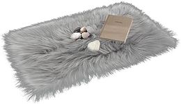 WLLHYF White Faux Fur Rug, 12inch Ultra Soft Area Rugs Small Luxury Fluffy Rugs for Bedroom Bedside Rug Furry Carpet Living Room Carpet for Girls Kids Baby Dorm Home Decor (grey)