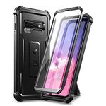 Dexnor for Samsung S10 Case, [Built in Screen Protector and Kickstand] Heavy Duty Military Grade Protection Shockproof Protective Cover for Samsung S10 - Black