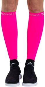 Zensah Running Leg Compression Sleeves - Shin Splint, Calf Compression Sleeve Men and Women, Gifts for Runners (Neon Pink, Small/Medium)