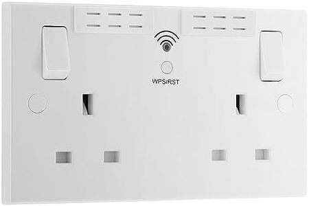 BG Electrical 922WR-01 Double Switched Power Socket and Wi-Fi Repeater, 13 Amp, White