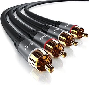 Primewire - 5m Cavo RCA Stereo - 2X RCA Maschio a 2X RCA Maschio - Connettori Dorati Auto-adattativi - Cavo per Amplificatori, Impianti Audio, Altoparlanti Stereo, Impianti Auto e Molto Altro