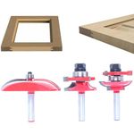 Sinoprotools 1/4-Inch Shank Router Bit Set, 3PCS Raised Panel Ogee Cabinet Door Making Router Bits, Round Over Rail and Stile Router Bits, Cemented Carbide Router Bits, for Woodworking, Door&Window