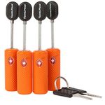 4 Pack TSA Approved Luggage Locks with Keys for Travel - Flexible Ultra Secure Mini Key Padlock & Metal Zinc Alloy Material – Orange