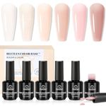 Beetles Color Base Gel For Nails 6 Pcs, Builder Base Nail Gel Aesthetic Nude Colors Pink Nail Gel Polish Base Gel Strengthener Gel All-in-1