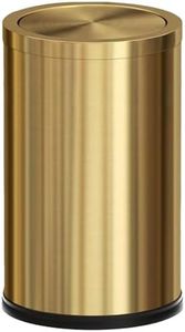 LEASYLIFE 18L/4.7GAL Gold Bathroom Trash Can with Lid,Brass Garbage Can with Flipping Lid,Brushed Stainless Steel for Bedroom,Living Room,Office,Guest Room (4.7gal-Gold)