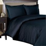 Royal Hotel's Striped Duvet Covers 100% Cotton Soft and Breathable Cotton 300 Thread-Count 3pc Duvet-Cover with Button Closure, Striped Comforter Cover Set, King / California-King Size, Navy-Blue