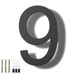 DEWEL House Numbers for Outside, Large Floating Modern House Address Number 8 Inch with Nail Kits for 911 Visibility Signage and Outside Decor, Black (House Number 9)