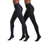 No nonsense womens Super-opaque Control-top Tights, Black/Navy, Medium