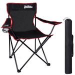 just be... Folding Camping Chair for Adults and for Kids Lightweight Foldable Chair Suitable for Outdoors. Chairs for the Beach, Lawn, Camp, Fishing Trip and Garden - Black with Red Trim