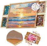 1000 Piece Wooden Jigsaw Puzzle Board - 4 Drawers, Rotating Puzzle Table | 30” X 22” Jigsaw Puzzle Table | Puzzle Cover Included - Portable Puzzle Tables for Adults and Kids by Beyond Innoventions
