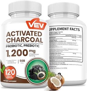 VEV Activated Charcoal with Organic Coconut Shell Charcoal & 50 Billion Probiotics – 120 Vegan Capsules for Digestive Wellness & Dietary Support