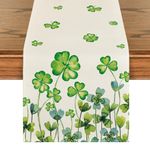 Artoid Mode Shamrock St. Patrick's Day Table Runner, Seasonal Spring Holiday Kitchen Dining Table Decoration for Indoor Outdoor Home Party Decor 13 x 72 Inch