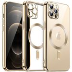 JETech Soft Clear Case for iPhone 12 Pro Max 6.7-Inch, Camera Lens Full Protection, Compatible with MagSafe Wireless Charging, Shockproof Electroplated TPU Phone Cover (Gold)