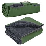 Tirrinia 66''X 90'' Waterproof Outdoor Blanket with Sherpa Lining, Windproof Triple Layers Warm Comfy Foldable for Camping Stadium, Sports, Picnic, Grass, Concerts, Pet, Extra Large Size