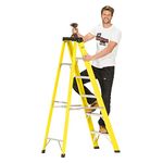 6 Tread Small Fibreglass Step Ladder, Heavy Duty EN131, Weather Proof Stepladder for Painting, Decorating & Electricians