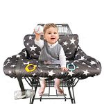 Shopping Cart Cover for Baby Cotton, with Bottle Strap and 6.5" Cell Phone Holder Toddler 2-in-1 High Chair Cover Summer Grocery Cart Cushion for Boy or Girl Large Star Print