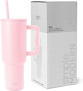 Simple Modern 40 oz Tumbler with Handle and Straw Lid | Insulated Cup Reusable Stainless Steel Water Bottle Travel Mug Cupholder Friendly | Gifts for Women Men Him Her | Trek Collection | Blush