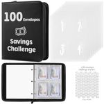 100 Envelopes Saving Challenge Binder with Laminated Tracker, Saving Challenge Budget Binder with Cash Envelopes, Savings Challenge Book with Zipper