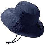 Waterproof Bucket Rain Hat for Men Women Wide Brim Sun Protection Packable Boonie Hat Outdoor Beach Safari Fishing Hat, Navy Blue, One Size