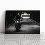 Big Box Art Canvas Print Wall Art Motorcycle Motorbike (3) | Mounted and Stretched Box Frame Picture | Home Decor for Kitchen, Living, Dining Room, Bedroom, Hallway, Multi-Colour, 20x14 Inch