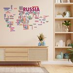 CVANU World Map Typography Vinyl Wall Sticker for Wall Decor Size(22.8inch X 14.4inch)_Multicolor_cv33