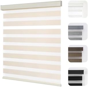 Joydeco Cordless Zebra Blinds for Windows, Dual Layer Light Control Window Blinds with Light-Proof Aluminum Cover, Free-Stop Roller Shades for Home & Office (Beige,72" W x 75" H)