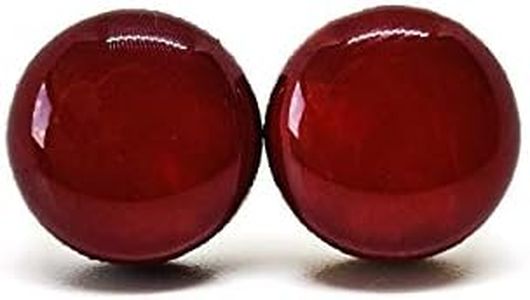 Stud Earrings, Burgundy 10 mm Round Studs for Women Girls Men Handmade, Stainless Steel Posts for Sensitive Ears, Color Dot