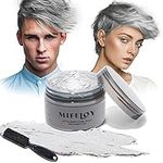 Mifeloy 120g Temporary Silver Gray Hair Color Wax with Dye Brush, Instant Natural Hairstyle Cream, Disposable Coloring Mud for Men Women Youth, Grey Styling Pomades for Party Cosplay DIY Halloween