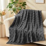 NEWCOSPLAY Super Soft Throw Blanket Dark Grey Premium Silky Flannel Fleece 3D Checkered Lightweight Bed Blanket All Season Use (Dark Grey Checkered, Throw(50"x70"))